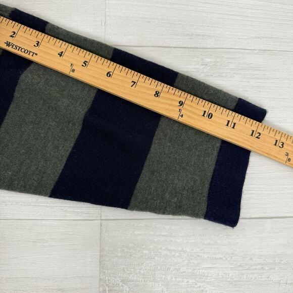 Autumn Cashmere 100% Cashmere Sweater L Striped Navy Green Boxy Drop Shoulder - Picture 10 of 12